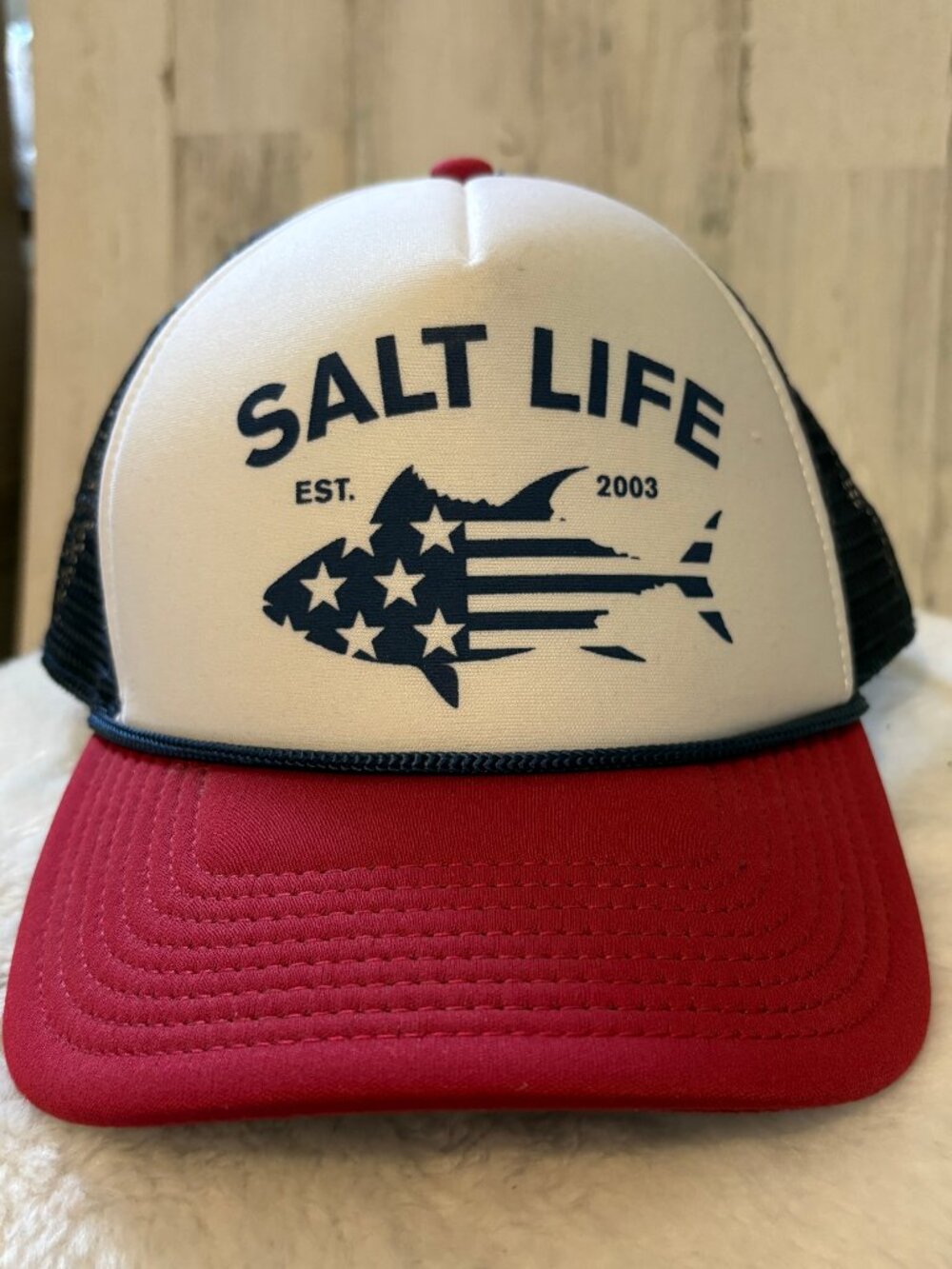 Salt Life Adjustable Trucker Hat Rope Cap Red/White/Navy